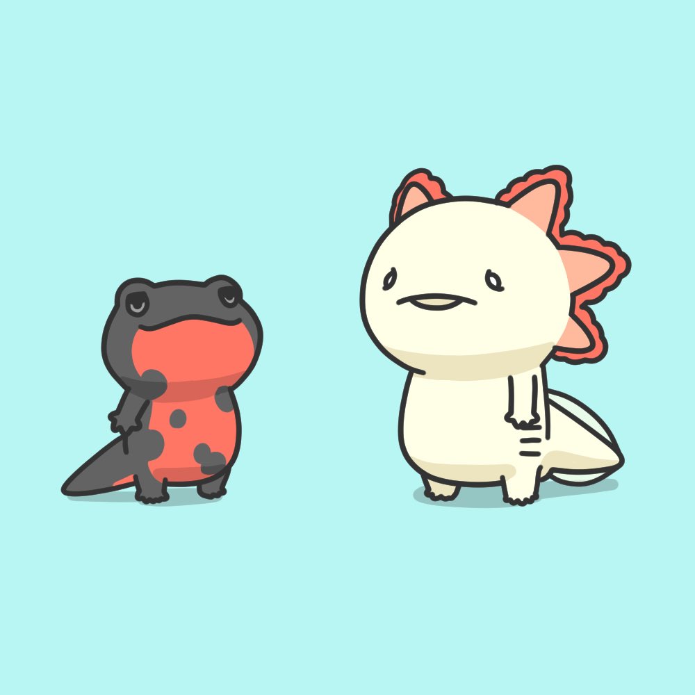 光るキノコと光るウーパールーパー 人生はウーパールーパーのイラスト