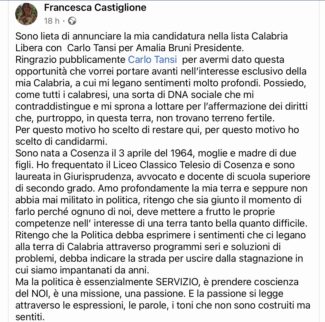 be07fr09's tweet photo. Si continua con Carlo Tansi e Amalia Bruni…due persone che lottano per la Calabria…quella che non ha voce… https://t.co/11MLK2Iwgf