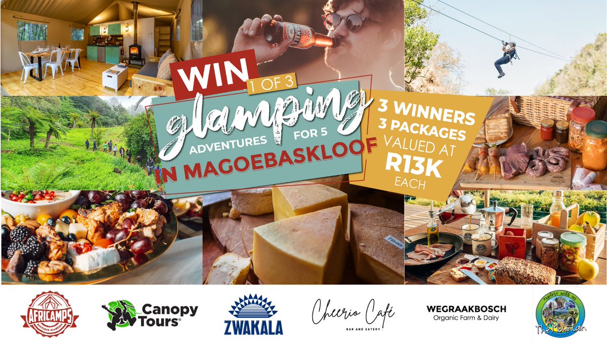 #AfriCamps at Magoebaskloof, #Limpopo opens on 1 September! To celebrate, we're giving 3 LUCKY WINNERS a #Magoebaskloof prize package valued at R13K each!

𝗘𝗡𝗧𝗘𝗥 𝗛𝗘𝗥𝗘: africamps.com/win-a-magoebas…

Entries close at 12h00 on 7 September | Winners randomly selected | T&amp;Cs apply