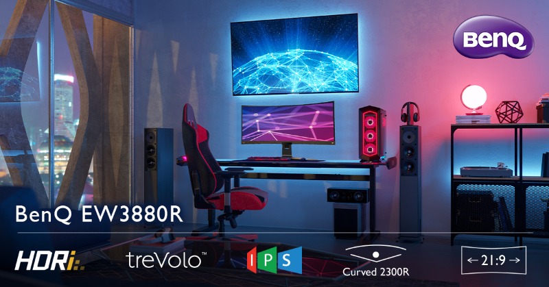 BenQEurope's tweet photo. 🤩 Introducing #BenQ EW3880R 37.5 inch #IPS #Curved #Ultrawide Monitor for #Home_Entertainment

🖥️ 3840x1600 Resolution, 21:9 Aspect ratio for #Multi_Tasking
🔊 HDRi and 2.1 Channel #TreVolo Speaker with #Subwoofer 
⚙️ USB-C One Cable Connectivity

#EW3880R #new #monitor