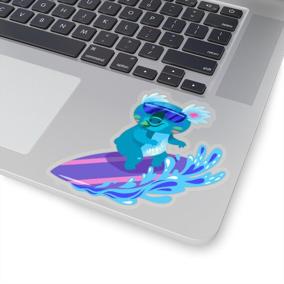 Kawaii Surfing Koala Stickers | Funny Surfer etsy.me/3sWdZKs #s #computerstickers #bohostickers #transparentstickers #funnystickers @etsymktgtool