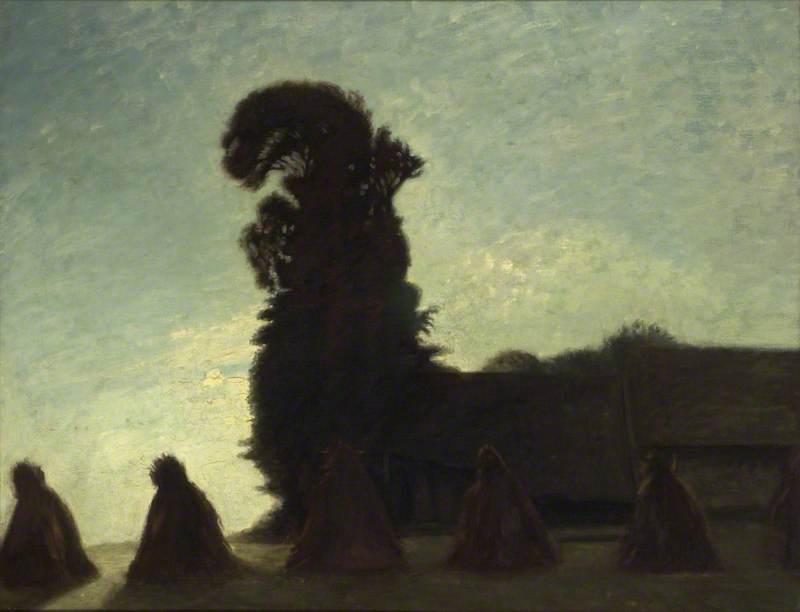 EdwardianCNet's tweet image. Here's William Rothenstein's 'Night' from @AshmoleanMuseum for #OnlineArtExchange 'night skies' theme. Painted around 1910
