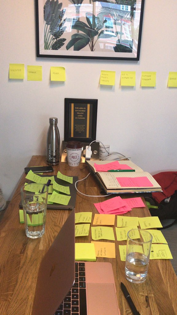 cinottiscarlett's tweet photo. Is it a @MindOfMyOwnApp meeting without post-it’s? Business development cooking up some exciting ideas 👩‍🍳👨‍🍳👩‍🍳 @ElliotGould14 @susieetdl https://t.co/mAb3CdBqBV