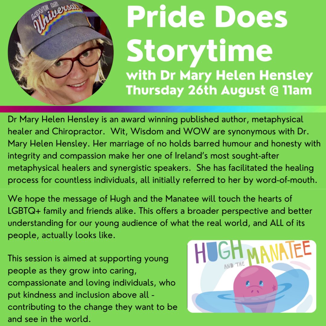 FoylePrideFest's tweet image. Starting at 11

PRIDE STORYTIME

Reading of 'Hugh and the Manatee' - Followed by Q&amp;amp;A with award-winning published author, Dr Mary Helen Hensley.

Facebook Live / Zoom Room 

#Pride #storytime #includion #equality #youth #fpf21 #foylepride

fb.me/e/1dJycqvo2
