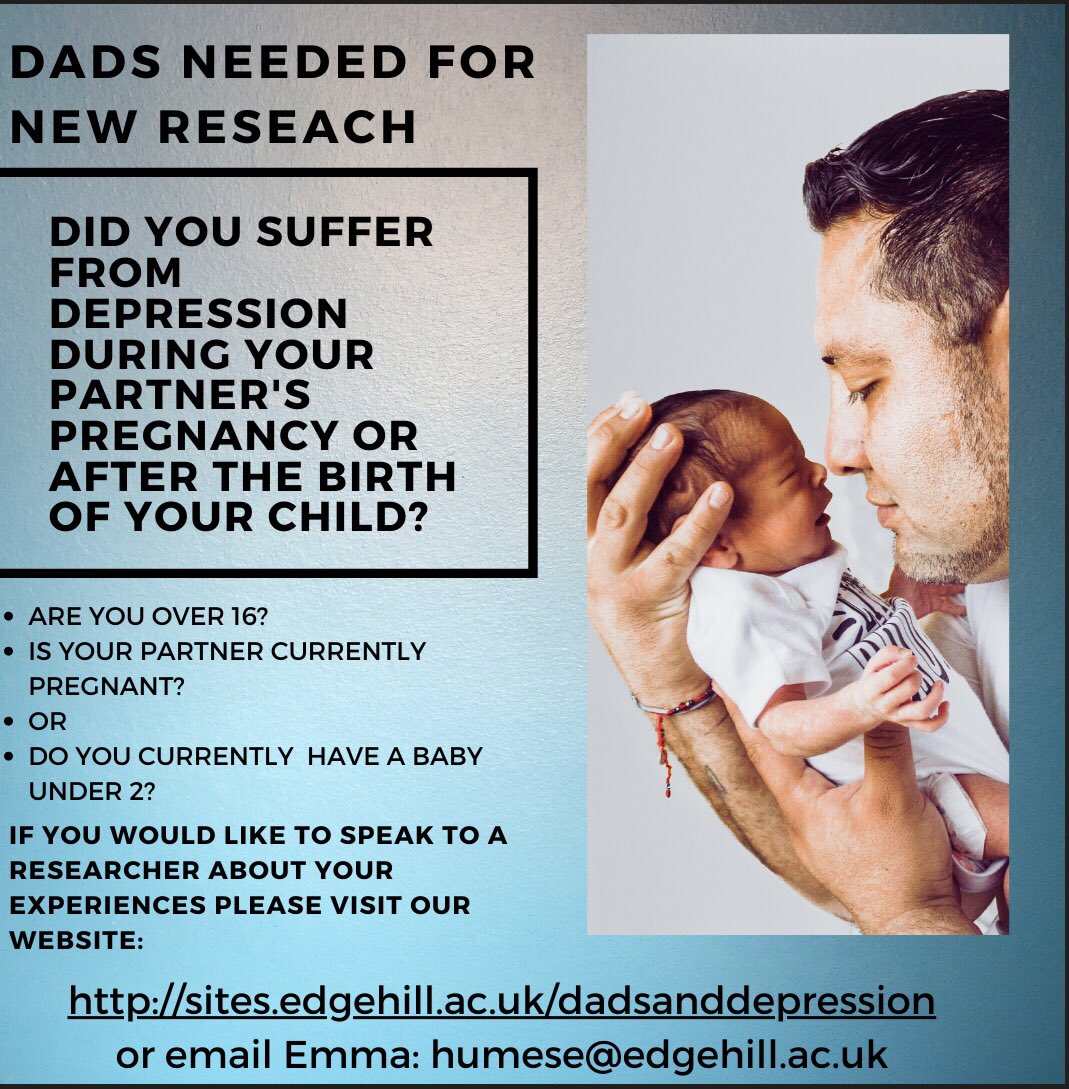 A big thanks to all of the dads who’ve been in touch. There’s still time to participate. Visit the website for more info: sites.edgehill.ac.uk/dadsanddepress… #howareyoudad #dadsmentalhealth #postnataldepression #fathers #dads