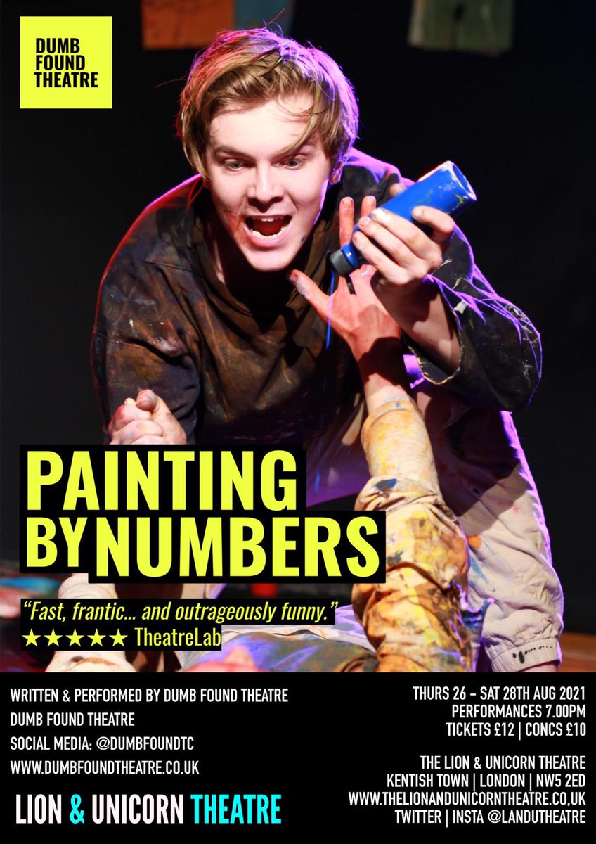 Hoping AARON MAY (<a href="/Aaronmay97/">Ms chanandler bong</a>) has the best time performing in PAINTING BY NUMBERS by @DumbFoundTC  at the CAMDEN FRINGE FESTIVAL!
<a href="/CamdenFringe/">Camden Fringe</a> <a href="/LandUTheatre/">Lion & Unicorn Theatre</a>
