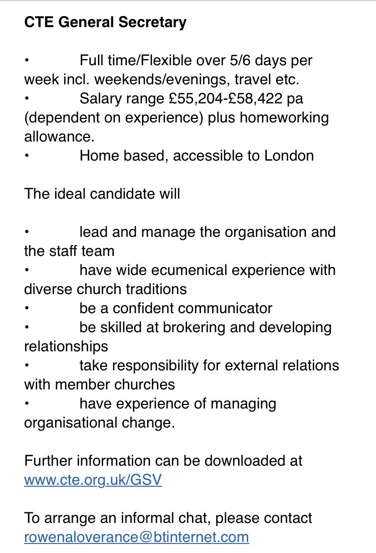 Churches Together in England is seeking a new General Secretary:
