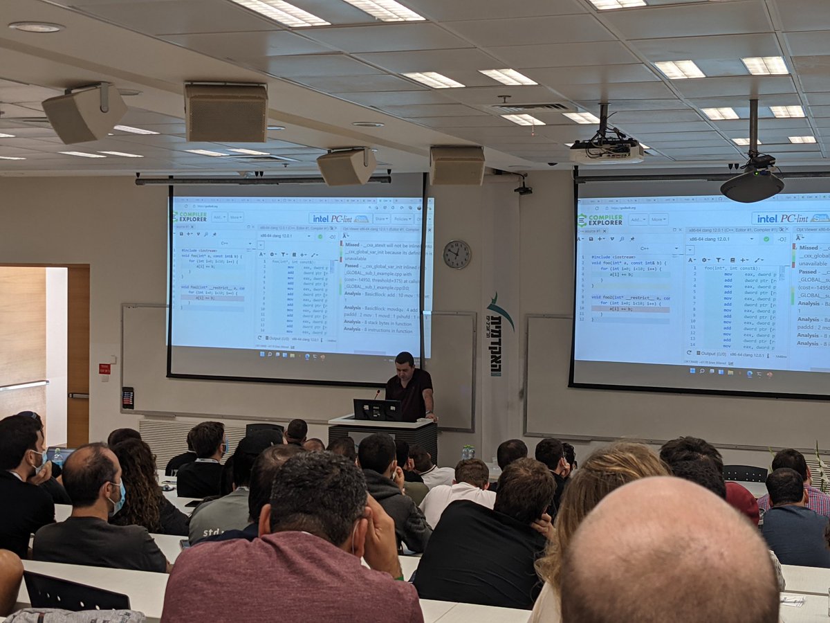 ClockworkVK's tweet image. Ofek Shilon's talk about the compiler optimization viewer is the kind of hardcore content I am here for!
Apparently it's also integrated into @CompileExplore
Good stuff.
#corecpp2021 @corecpp