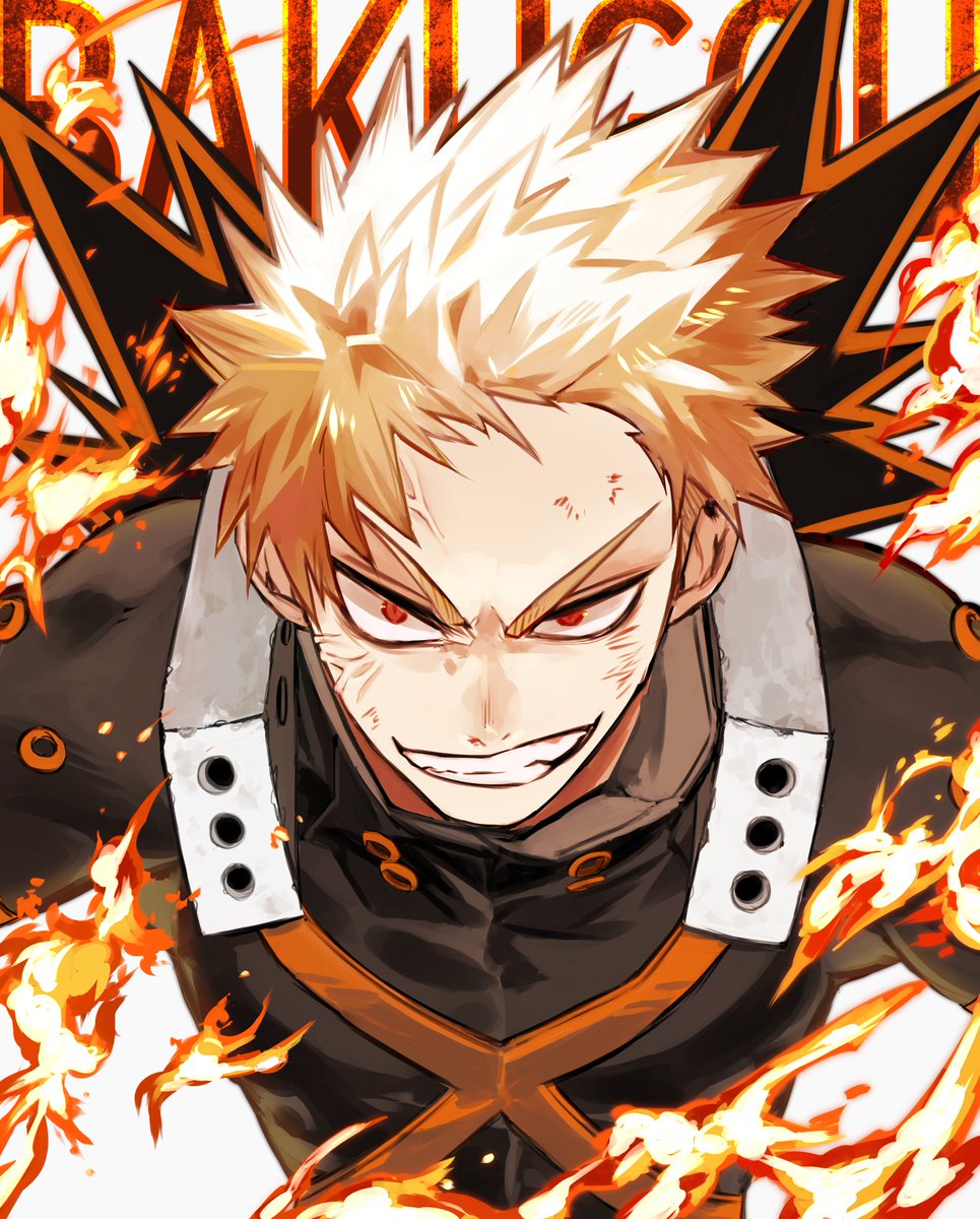 bakugou katsuki 1boy male focus red eyes solo spiked hair blonde hair looking at viewer  illustration images