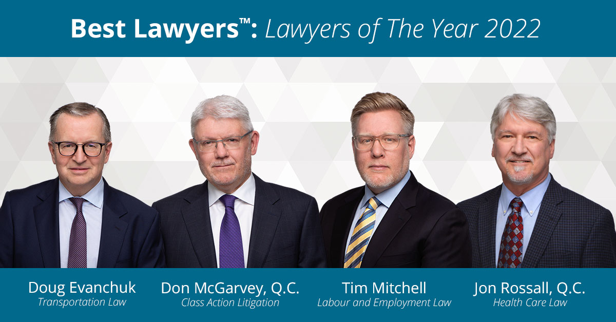 We are pleased to announce that 4 McLennan Ross partners have been recognized by #Bestlawyers as Lawyer of the Year in their respective fields. This honour is awarded to only one lawyer in each practice area &amp; metropolitan region. For more info 👉bit.ly/MRLOTY22 #MRoss