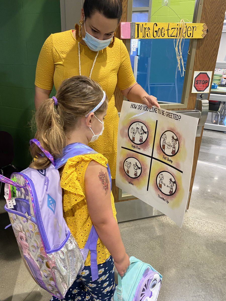 Not only does Mrs. Goetzinger greet every child by name every morning, she also gives them choice in how they will be greeted. <a href="/mcmspartans/">@MCMSpartans</a>
