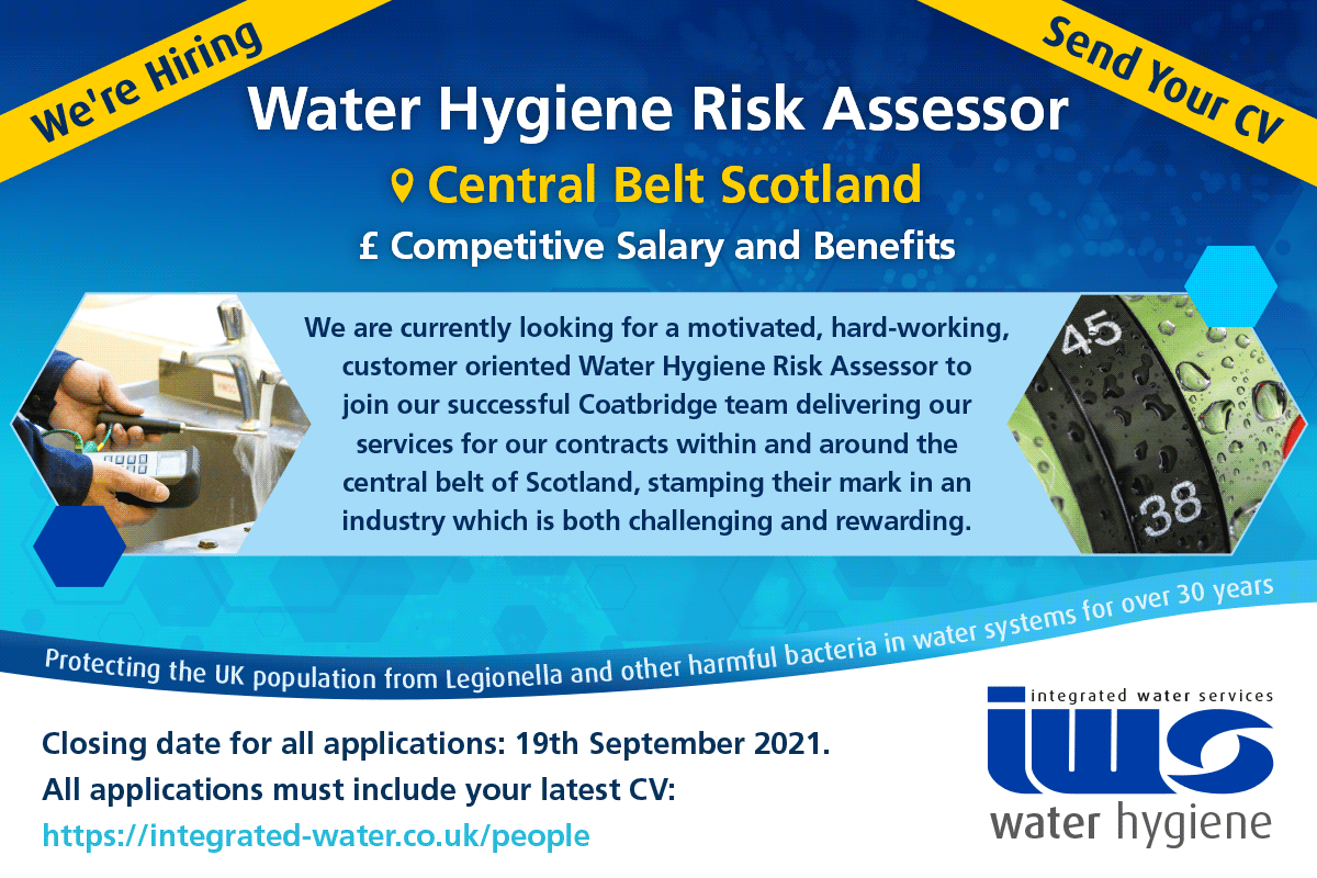 🛎️ New Job Announcement – Water Hygiene Risk Assessor, Central Belt Scotland 🛎️

To find out more information or to apply direct, please visit: conta.cc/3sLmU1a