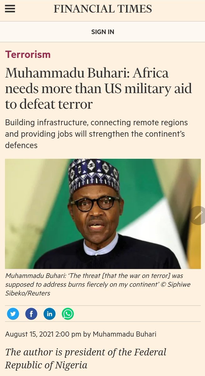 Just 10 days ago Nigeria's President Buhari published an op-ed in Financial Times hammering the U.S. to provide investments on infrastructure aside from…