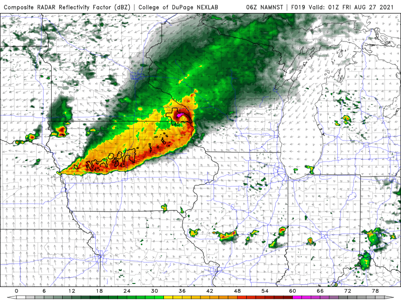 NAM is showing potential Derecho like system coming across Iowa today. We need to see how the complex of the Dakota's behaves this morning. https://t.co/cDfjgOsyVO