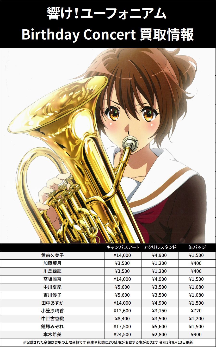 響け!ユーフォニアム Birthday Concert 缶バッジ 中川夏紀