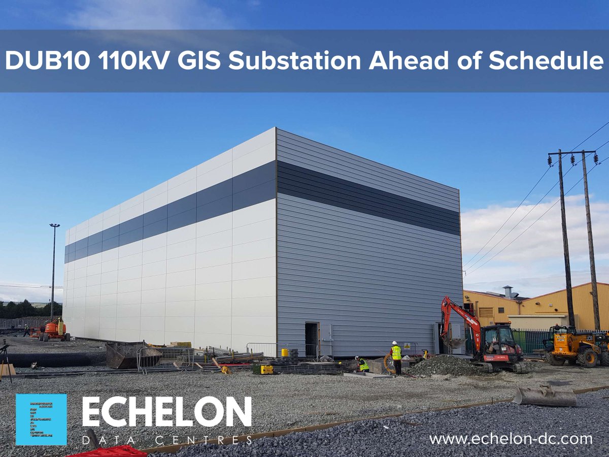 CentresData's tweet photo. Construction work continues on our DUB10 site, and delivery of our onsite substation is ahead of schedule. This piece of infrastructure, when complete, will be handed over to ESB allowing them to supply power to the site.
#datacentres #datacenters #datacentreinfrastructure https://t.co/754Fixw2HR