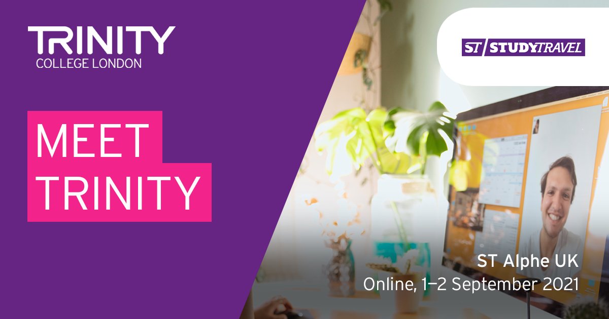 TrinityC_L's tweet photo. We are delighted to be participating in the upcoming online #STAlphe Conference by @StudyTravelLtd, 1-2 September 2021. Representatives of Trinity are available for meetings throughout the annual event. Find out more: https://t.co/MxE3EhjOVm https://t.co/TjRSknSWXQ