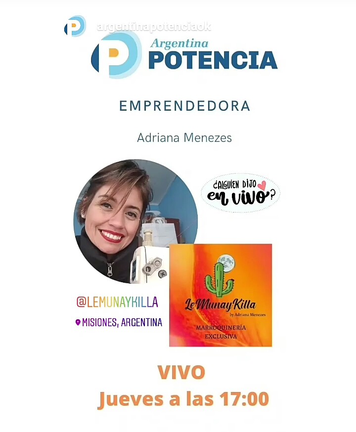 LeMunay's tweet photo. Te espero hoy a las 17 hs en vivo por Instagram!!!!.
.
.
#lemunaykilla  #marroquineria #hechoconamor  #Misiones #misionesemprende #misionerismo #saltalalinda #salta #saltaenvivo #ArgentinaPotencia #respiraargentina https://t.co/2TitgSIjj4