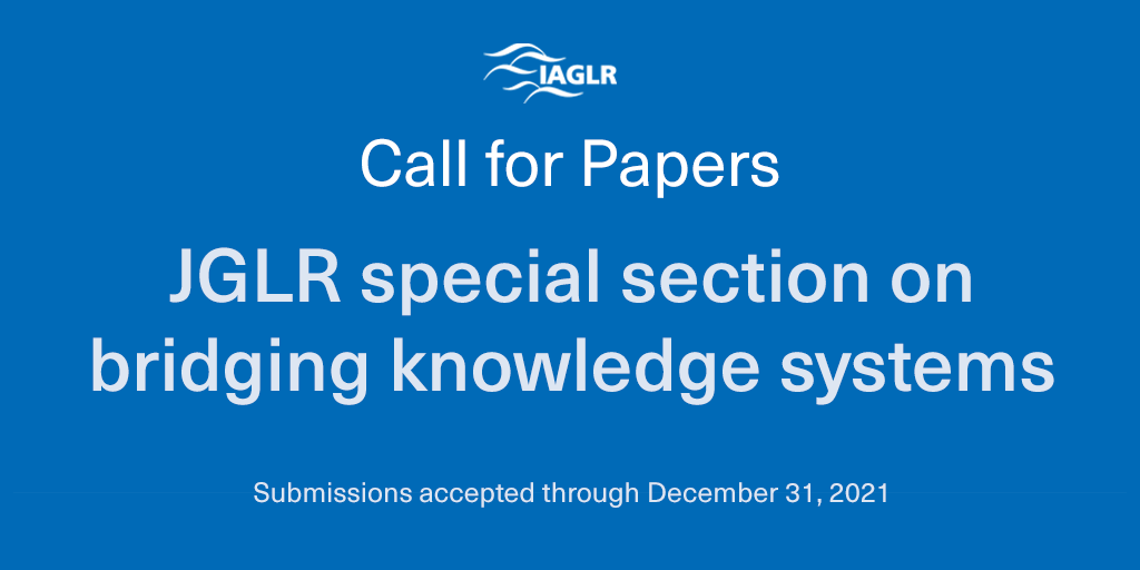 IAGLR's tweet photo. Call for Papers for special section in #JGLR on bridging knowledge systems. See call at https://t.co/1SmbzSa8bp Accepting submissions through December 31. #Indigenous #TEK @alextduncan @andreajanereid @kjalmack @LampreyControl #GreatLakes #LargeLakes https://t.co/CcGME5uzS5