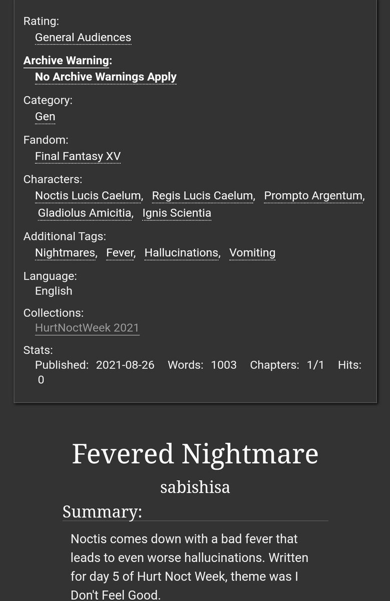 Day 5 of #HurtNoctWeek2021! I felt bad writing this one, actually. Regis would never. *stans the Old Man*