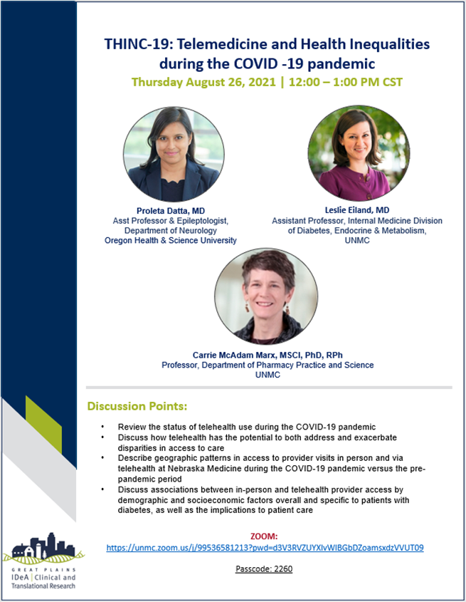 THINC about attending the GP IDeA-CTR Seminar- THINC-19: Telemedicine and Health Inequalities during the COVID-10 Pandemic, today at Noon!