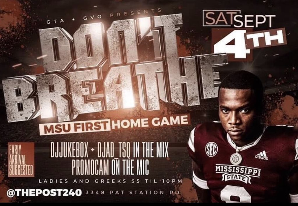 NEXT SATURDAY🗓STARKVILLE MS📍MISSISSIPPI STATE🐶FIRST HOME GAME AFTER PARTY🥳 @ThePost240 📍PUSH UP ON THE GANG❗️<a href="/DJJukeboxlive/">BestDJInTheSouth 🚧</a> &amp; <a href="/djad_tsq/">DJ AD</a> in the mix🔊&amp; myself (@PromoCamFr ) on CROWD CONTROL🎤WE GOIN UP FOR SH*T SHO❗️