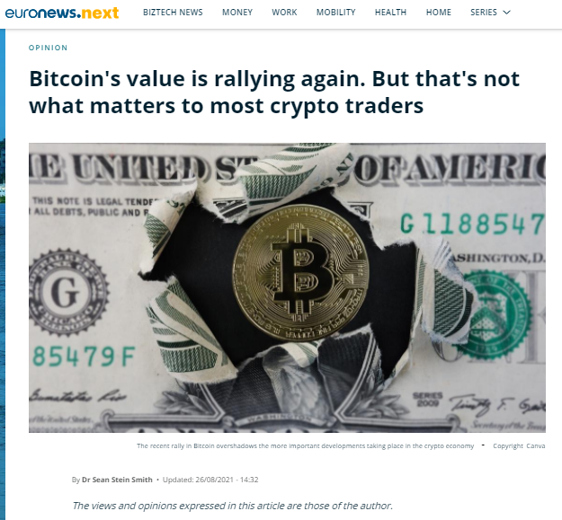 SeanSteinSmith's tweet photo. Thrilled to share my thoughts around recent #Bitcoin price action, and what actually matters, via @euronewsnext - many thanks to @AnnabelCMurphy for the invitation! 😎🤓🚀

https://t.co/my2fMIzAIp https://t.co/06LCpi1sfa