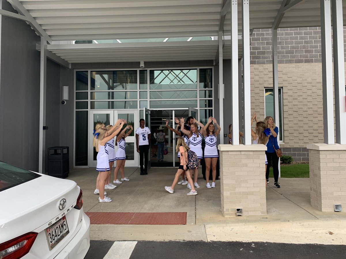Thank you <a href="/tcountyfootball/">TCHS Football</a> and <a href="/TCHSCheer1/">TCHS Cheer</a> for starting our day off with positivity, enthusiasm, and spirit!!!! <a href="/tcss_schools/">Tusc Co Schools</a>