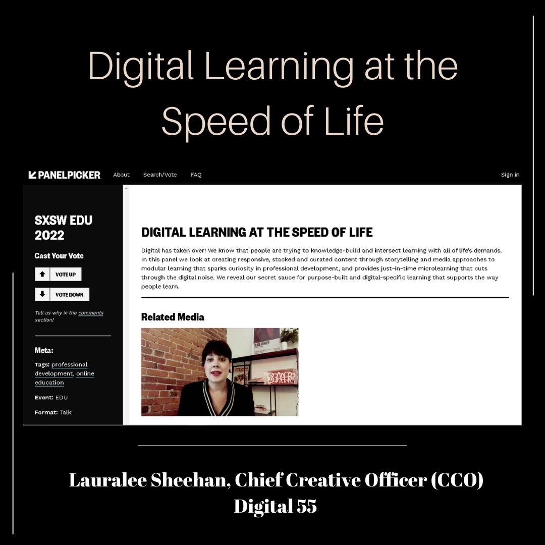 noodpr's tweet photo. Don't forget to vote for Lauralee Sheehan to speak at SXSW EDU 2022! The team at Digital55 and Athabasca University will be revealing their secret sauce for purpose-built and digital-specific learning that supports the way people learn. https://t.co/3Yj0uxdMOK  #clientlove❤️ https://t.co/igFkxly0O1