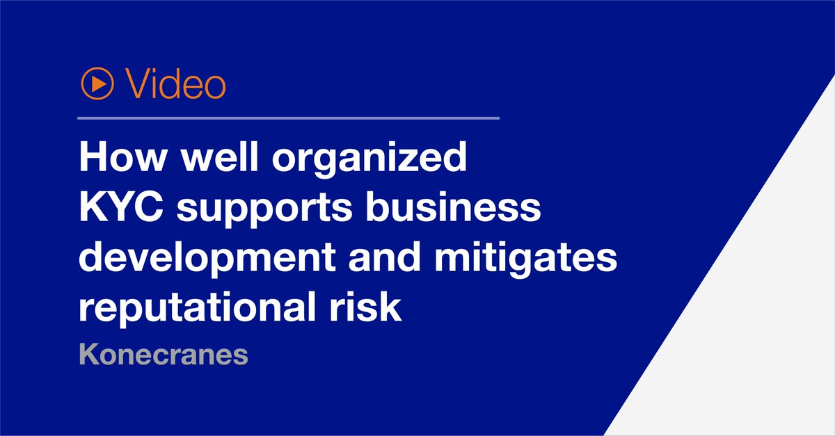 Does good #compliance really help you do better business? Watch our video to learn how well-organized #KYC helped Konecranes increase revenue and manage reputational risk bit.ly/3BiIqgT