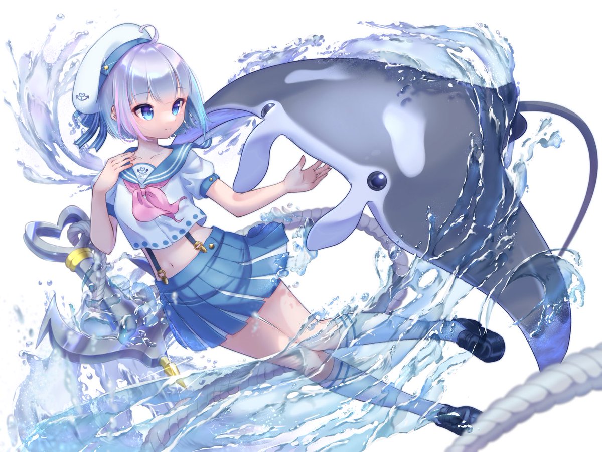 完成しました 水を表現し たい人生だった 夏も終わるけど夏っぽい絵がかけて良かっ ゆめうのイラスト