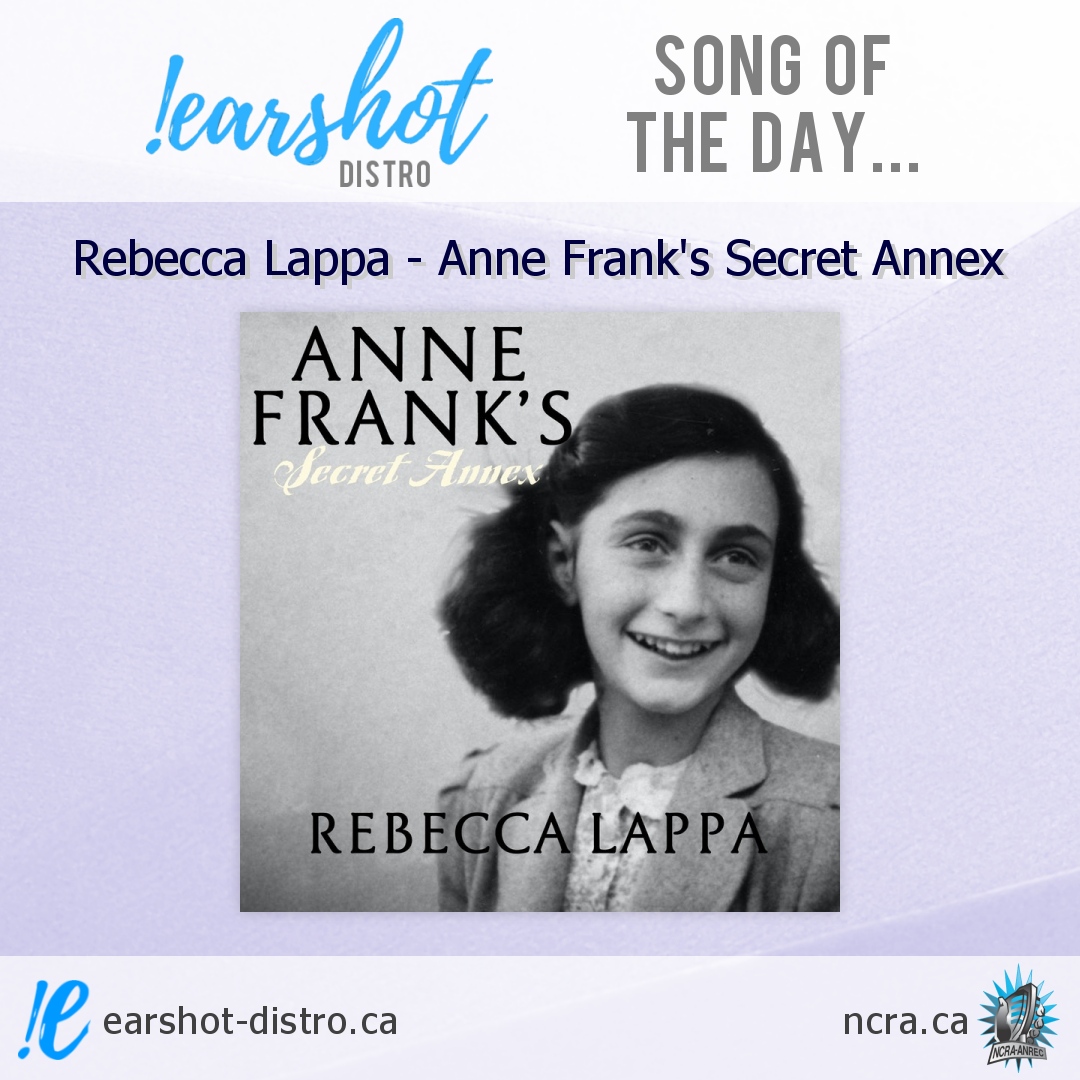 The #EarshotSongOfTheDay is by #Edmonton's @rebecca_lappa - 'Anne Frank's Secret Annex' is a track uniquely putting pop performance sensibilities under an enlightened way of examining such an infamous person. More: rebeccalappa.com #earshotdistro #musicdistro