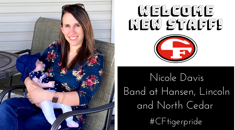 CF_schools's tweet photo. Welcome Nicole Davis to Cedar Falls Schools! She will be teaching band at Hansen, @CF_Lincoln and North Cedar elementary schools. “I chose to work in Cedar Falls because I was born and raised here, it is a great district with an extremely strong band program! https://t.co/y922efwnfy