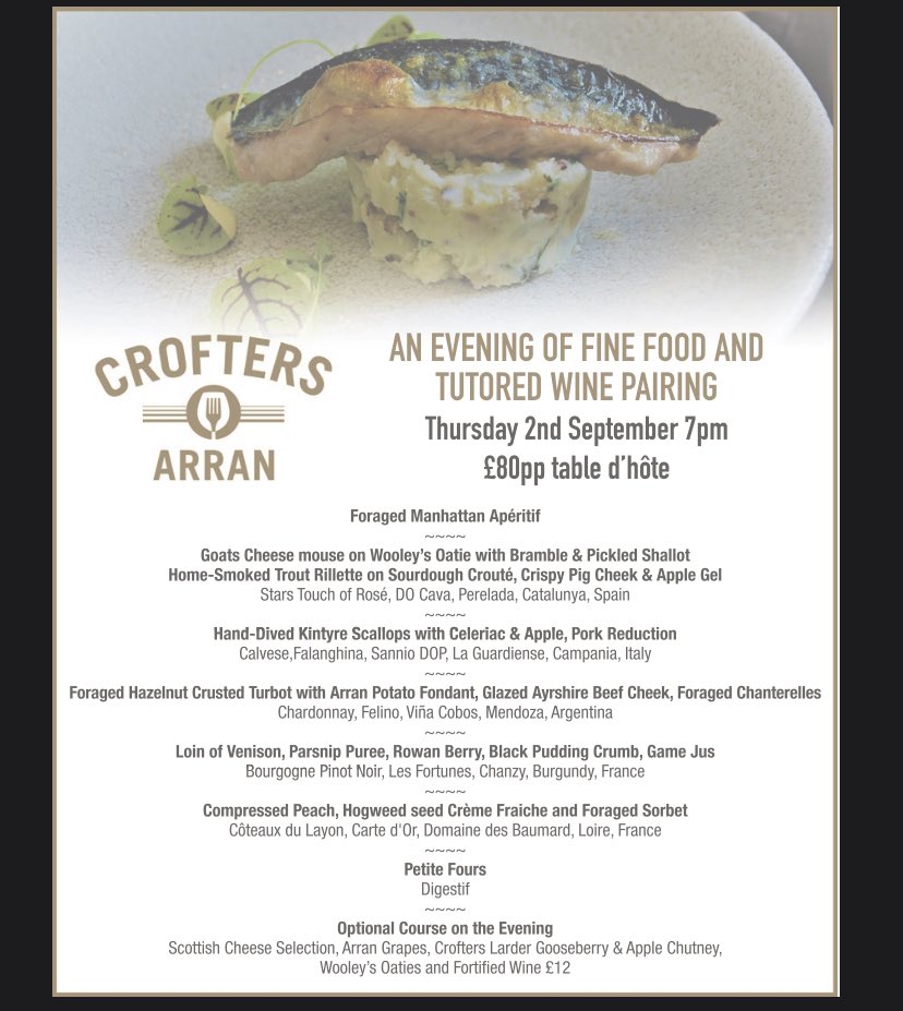 #arranfood #wearearran #wearearranfood #locallysourced #sustainblefood #isleofarran #finedining #winepairing