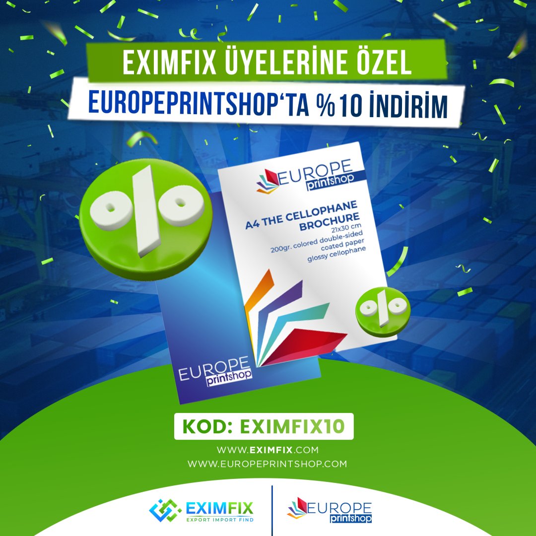 📢İşletmenizin tüm basılı işleri için Europeprintshop.com'dan %10 indirim, ücretsiz kargo!

✅Kartvizit, Broşür,
✅El ilanı, Bloknot,
✅Makbuz, Etiket...

🎯Tüm ürün çeşitlerinde geçerli EXIMFIX10 kodunu ödeme sayfasında ilgili yere yazın, indirimi kaçırmayın.