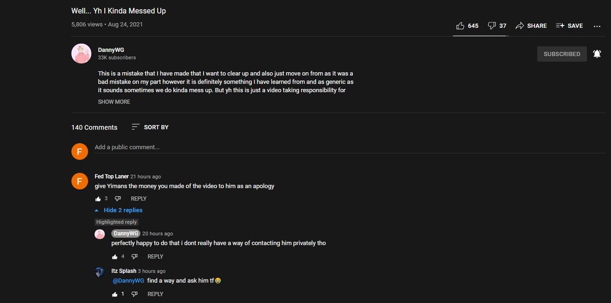 FedTopLaner's tweet photo. @YimanStyle he apologized and also said that he will give you the money he made off the video but he doesn't know of a way to contact you privately i tagged both of you in a tweet i made about this but the decision is up to you https://t.co/oCJ3rSFHKE