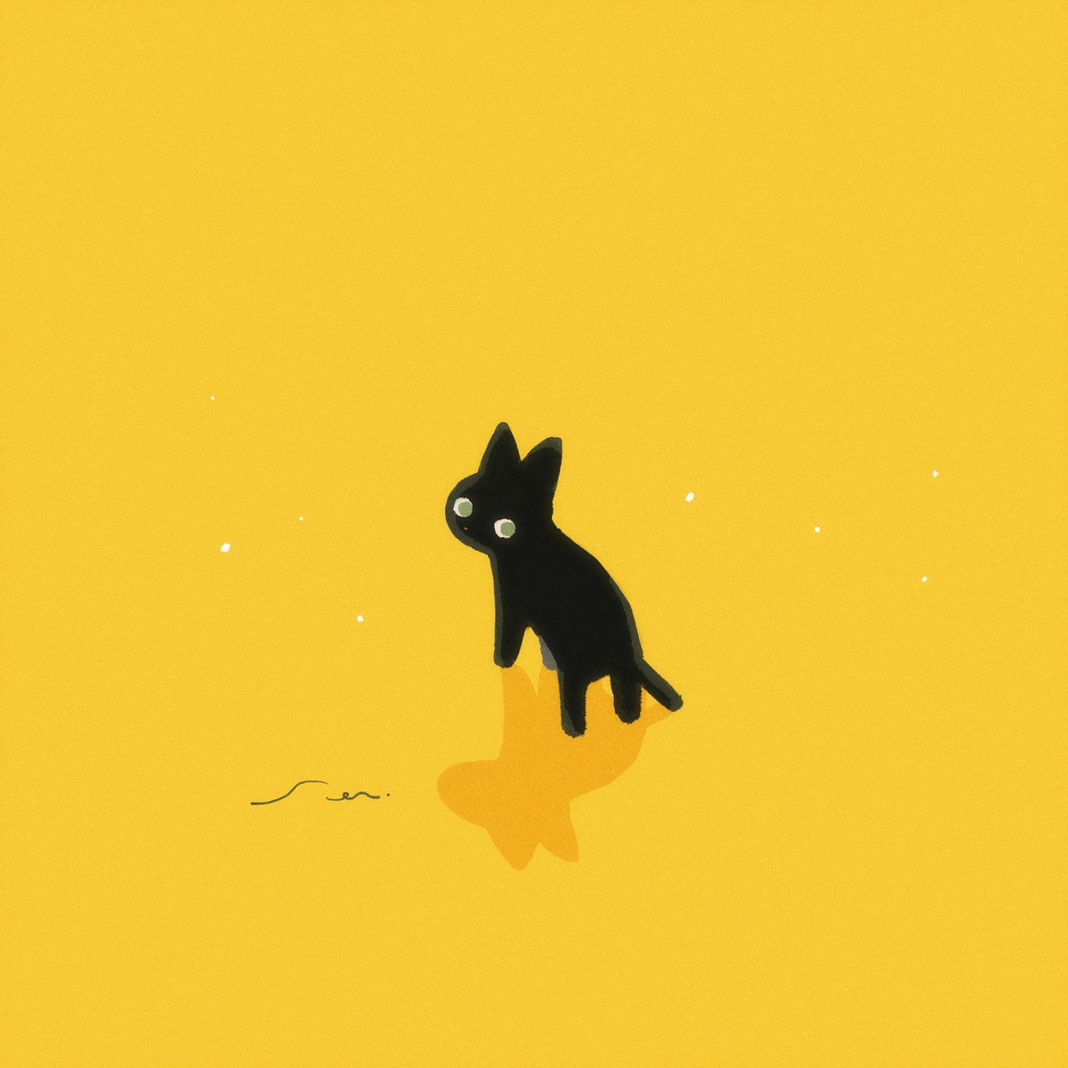 black cat no humans cat animal focus yellow background simple background animal  illustration images