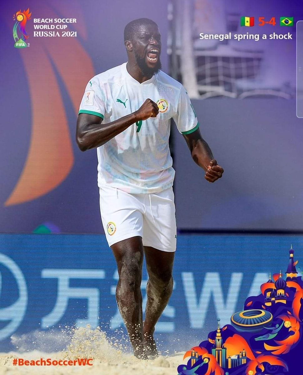 PrMoussaTine's tweet photo. Le Sénégal vient d'éliminer le Brésil (5-4) en Beach Soccer après avoir été mené 3-1. 
Quel exploit des Lions ! 
On est fier de vous  🇸🇳🦁 https://t.co/hIOob39qDF