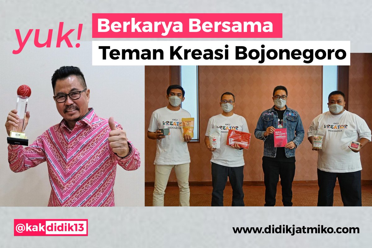 Yuk ! Berkarya Bersama Teman Kreasi Bojonegoro

#TemanBukaPeluangmu #BukaPeluangUMKM bersama <a href="/temankreasi_id/">Teman Kreasi IDN</a> <a href="/SF_Community_/">Smartfren Community</a> <a href="/smartfrenworld/">SMARTFREN</a>

didikjatmiko.com/2021/08/berkar…
