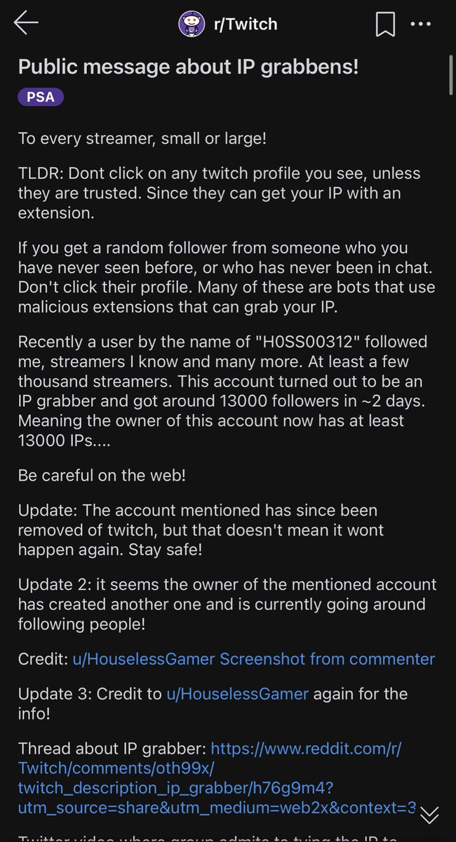X-এ Stream'Her: ⚠️⚠️⚠️ Attention à ne pas cliquer sur le profil de vos  followers dont le pseudo ressemble à HOSS3012 ! Il s'agit de bots avec un  malware en extension permettant de