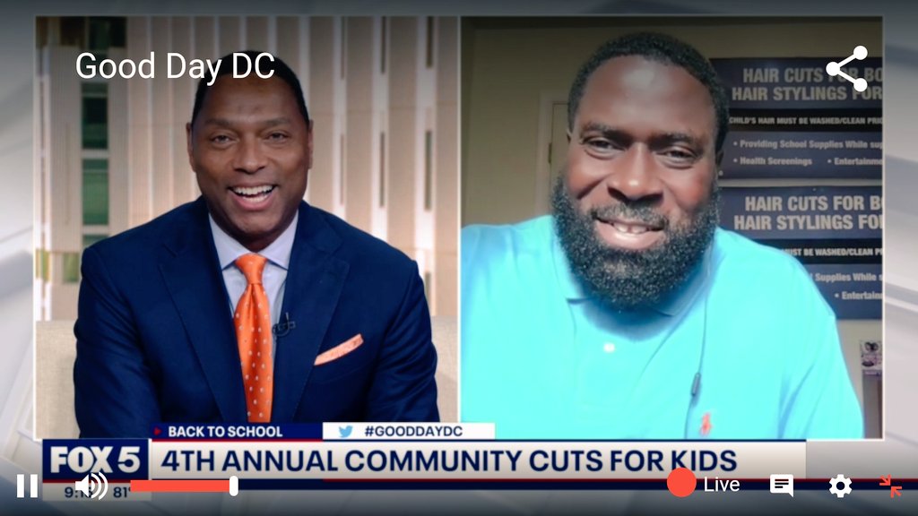 LeCountB's tweet photo. So great to watch my homie @CraigBlac being interviewed by @WisdomFOX5 on @fox5dc's #GoodDayDC about his "Community Cuts for Kids" initiative via "The Burton & Craig Shields Foundation", I'm so Proud of My Dude 💪🏾💪🏾👏🏾👏🏾!! #CCFK https://t.co/53sZ0JbweW