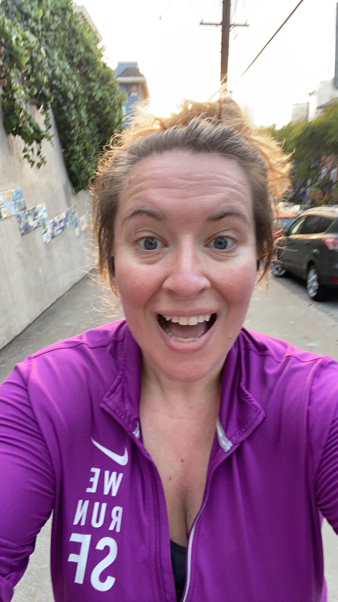 good morning @RollOverEasy - so fun seeing early bird cruise down #slowpage as i was huffing up the hill (i’m training for the @GoldenGateHalf !)!