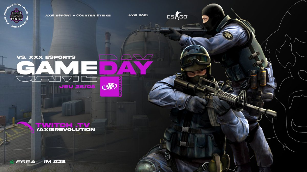 On vous l'avait dit, c'est une semaine chargée pour nos joueurs #CSGO #ESEA !

21h30 sur #twitch➡️ twitch.tv/axisrevolution

Toujours dans la joie, la bonne humeur et l'envie de se coucher avec une bonne nouvelle ! 

#AXRWIN <a href="/axis_esport_fr/">Axis eSport</a>