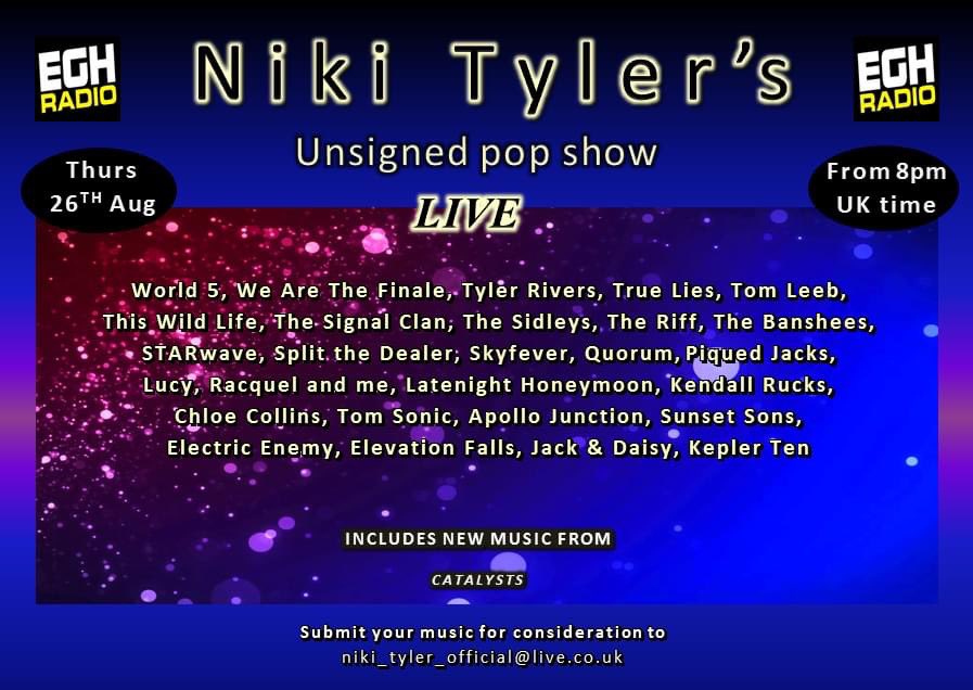 nikityler1's tweet photo. Playing on my @EGHRadio pop show tonight @TheSignalClan #TomSonic @TheBansheesUK @QuorumOfficial @CATALYSTS_UK @TheRiffMusic @thesidleys @ApolloJunction @thiswildlife @KeplerTen @kendallrucks @PiquedJacks @
#SplitTheDealer https://t.co/mJvrJr2JxZ