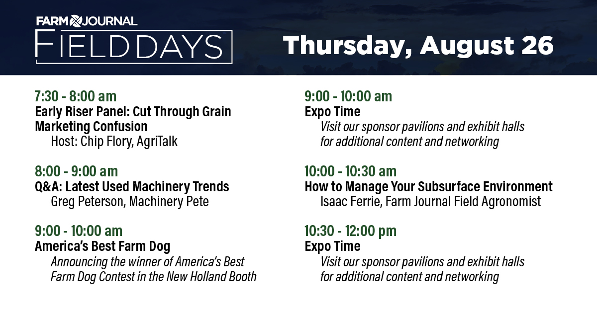 Farm Journal Field Days (@fjfielddays) on Twitter photo New sessions are live in the #FJFieldDays online platform! Log in to watch the session at 10:00 with <a href="/IFerrieCCA/">Isaac Ferrie CCA</a> or check back later today to watch anything you missed on demand.
Log In: loom.ly/M3h2zCk New sessions are live in the #FJFieldDays online platform! Log in to watch the session at 10:00 with <a href="/IFerrieCCA/">Isaac Ferrie CCA</a> or check back later today to watch anything you missed on demand.
Log In: loom.ly/M3h2zCk