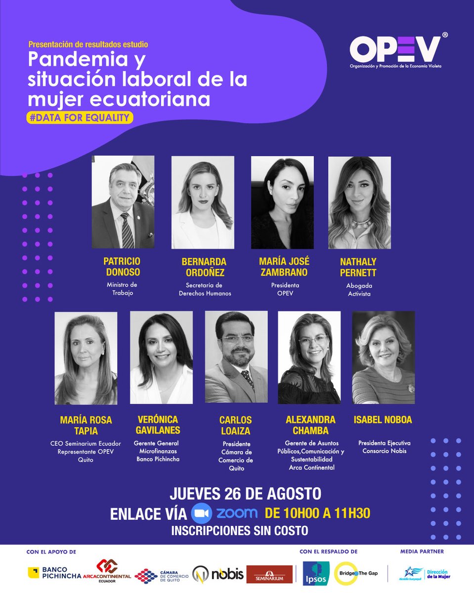 Les invitamos a este importante evento para conocer los resultados del estudio “Pandemia y Situación Laboral: Productividad, Equilibrio y Salud” ¡HOY! jueves 26 de agosto de 10h00 a 11h30 vía Zoom ⁣
Link de acceso sin costo bit.ly/3DjGCpx
