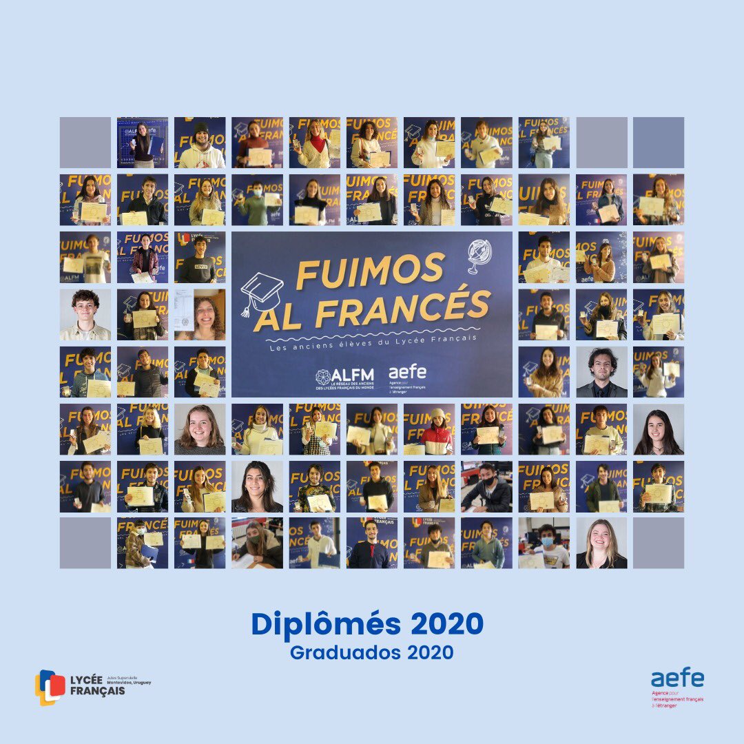 LyceeMontevideo's tweet photo. 🎓¡Nuestros #graduados2020 con sus #diplomas en mano!
A quienes están en 🇺🇾 cursando sus estudios de grado y a aquellos que están por iniciar su carrera en 🇫🇷: ¡Les deseamos lo mejor en esta nueva etapa!
¡Las puertas del liceo siempre estarán abiertas para ustedes!🎖 https://t.co/adFBOK4WhH