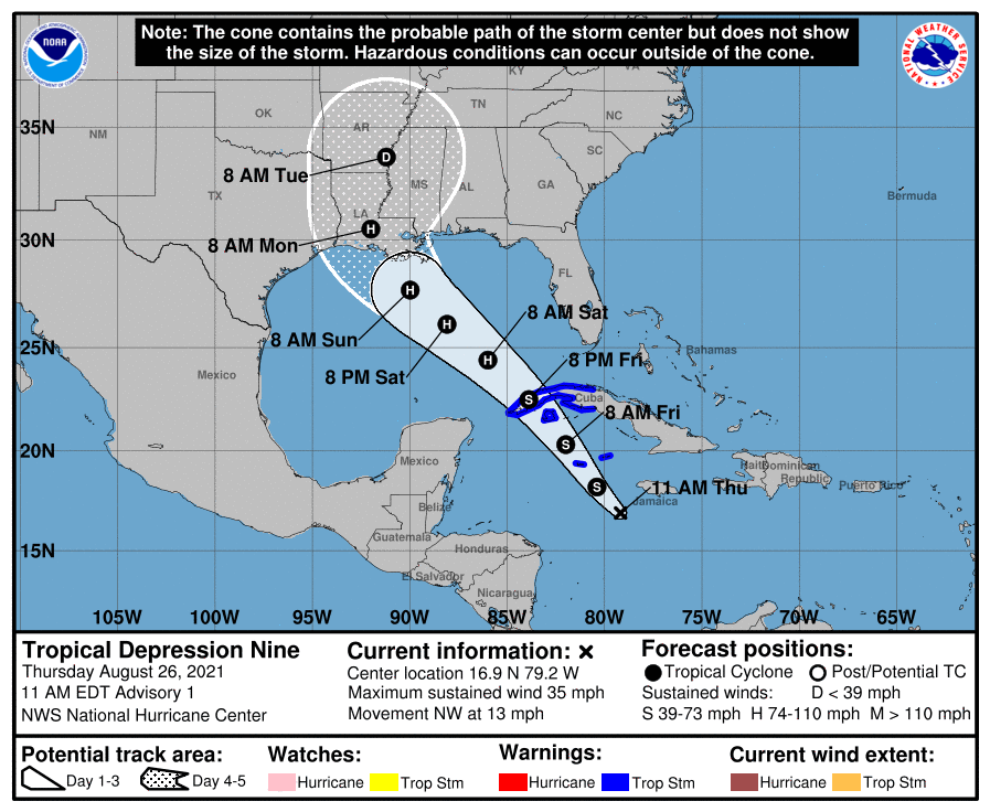 Tropical Depression #9 has formed in the Caribbean. NHC mentions possibly Major Hurricane strength in the Gulf to watch for. Timing this weekend! spaghettimodels.com