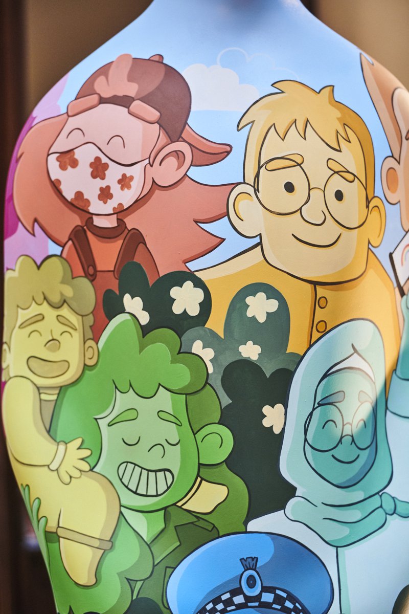 gratitudeinart's tweet photo. @JessPerrin1  is an illustrator who creates traditional &amp; digital work. Her design We Can Be Heroes, sponsored by @Wesleyan, depicts a colourful expression of gratitude for some valued &amp; hardworking professions. We celebrate community coming back together. #thisisgratitude https://t.co/uA5kRCnCyS