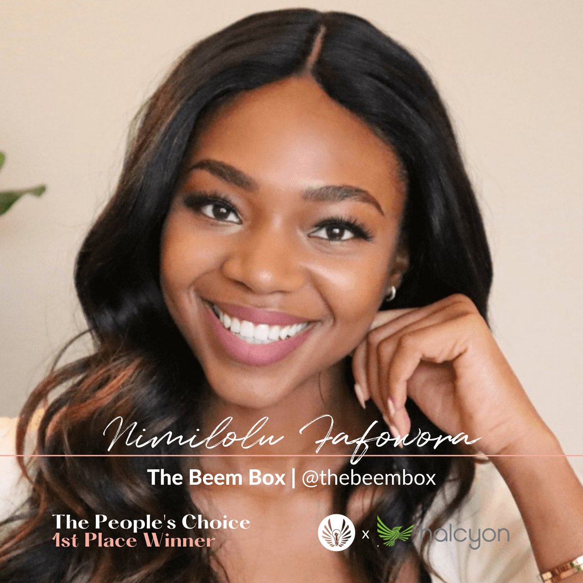 bgvfoundation's tweet photo. The votes are in! 🗳

Congratulations to the people’s choice, Nimilolu Fafowora of @thebeembox, for taking 1st Place in the BGV X Halcyon Final Showcase! 🙌🏾🎉🎉

#BlackGirlVentures #Halcyon #TheBeemBox #CommunityOrNothing #Blackwomen #Brownwomen #Blackgirlsrock #Browngirlsrock https://t.co/gqnWUV3cV1